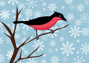 Der Zeilenvogel wünscht frohe Weihnachten.